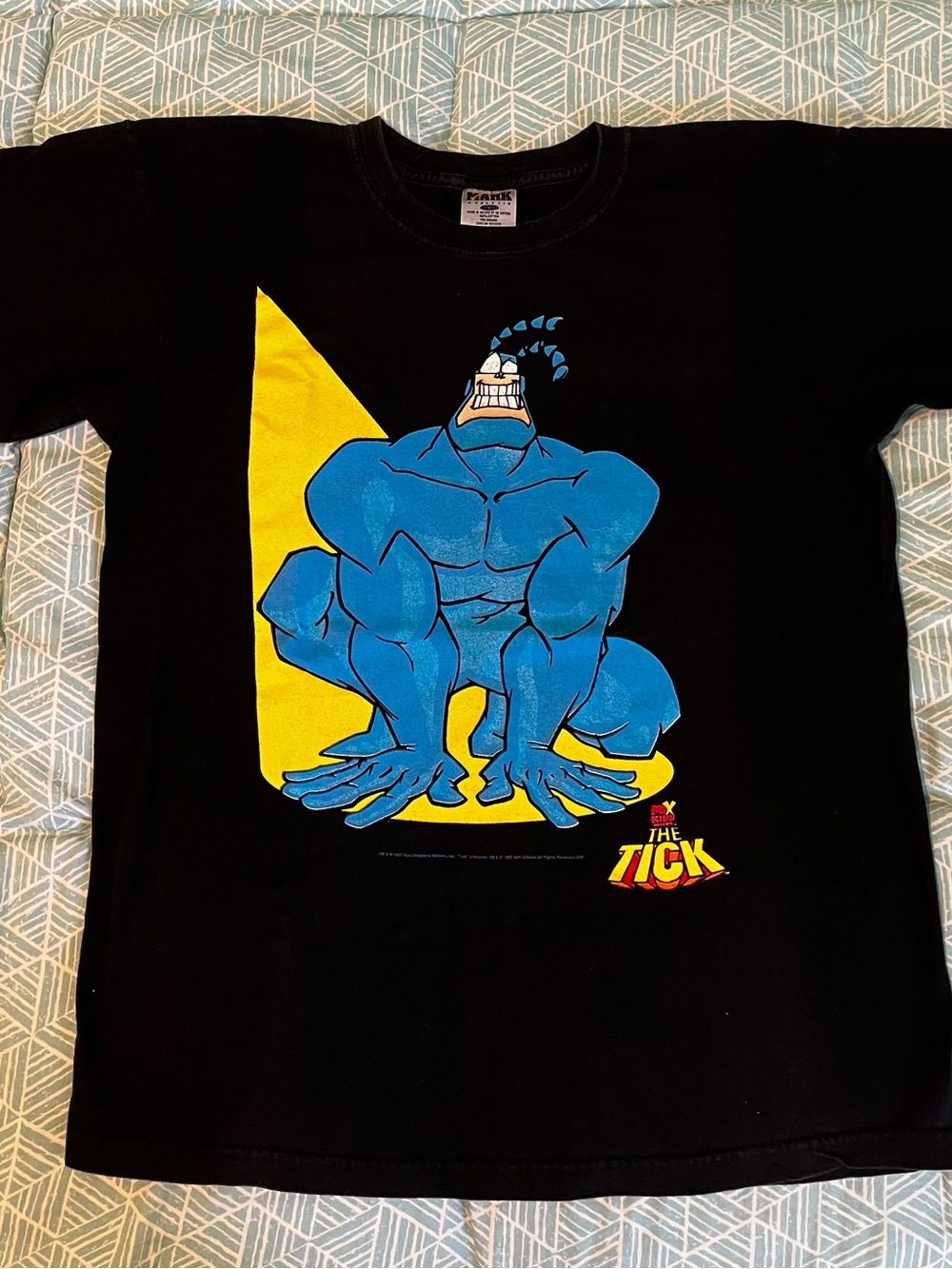 Vintage The Tick Black Tee with Blue & Yellow Graphic T-Shirt
